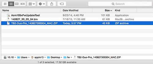 tb2 duo pro Mac fw 03